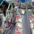 First aid kits next to children's bikes.. GENIUS!!