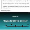 Swiss fucking cheese