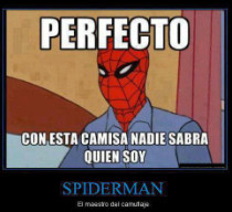 spiderman es un genio del disfraz - meme