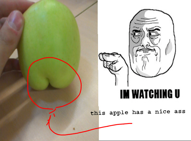 watching dat apple! - meme
