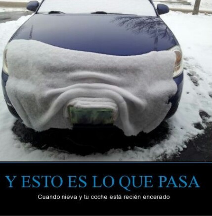 Nieve vs coche encerado - meme