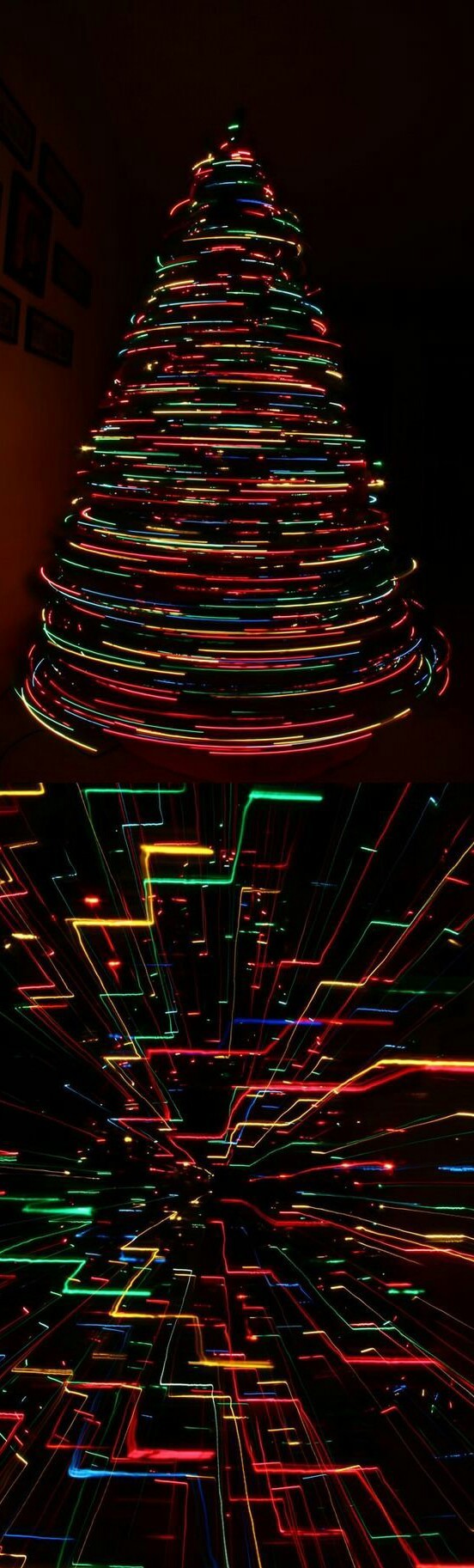 Long exposure of  Christmas tree spinning... and then zoomed in - meme