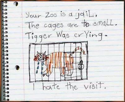2nd graders report of her visit to the zoo... heart breaking. - meme