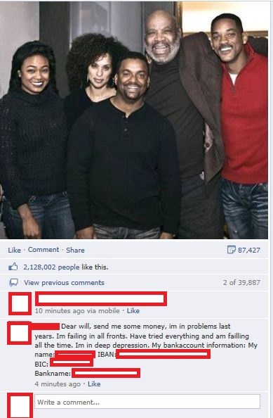 so there's this guy on will smiths facebook.. - meme