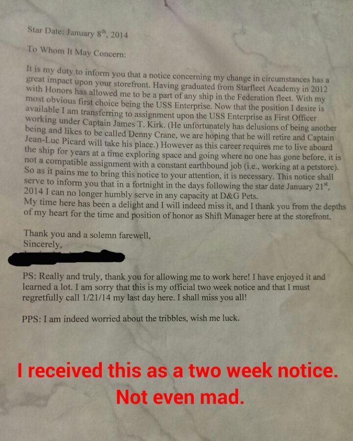 This was my managers two weeks notice. - meme