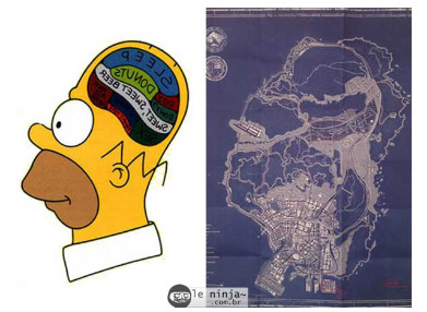 Homer virou mapa do GTA V LOL - meme
