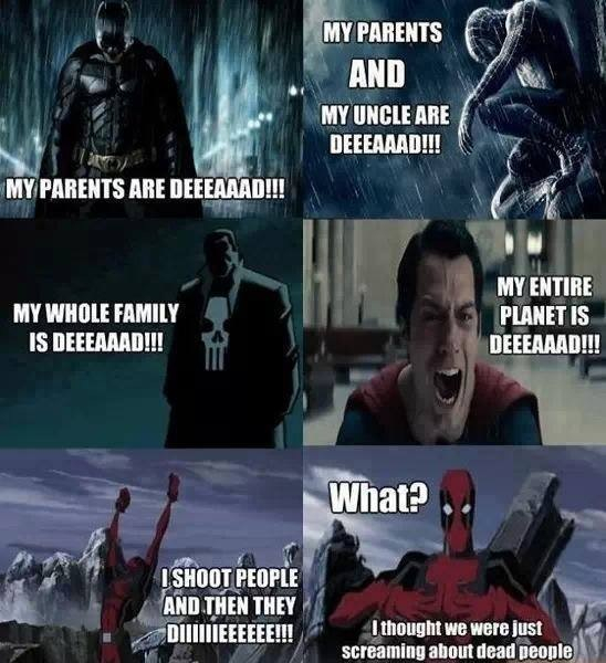 Super Hero patents and there's dead pool - meme