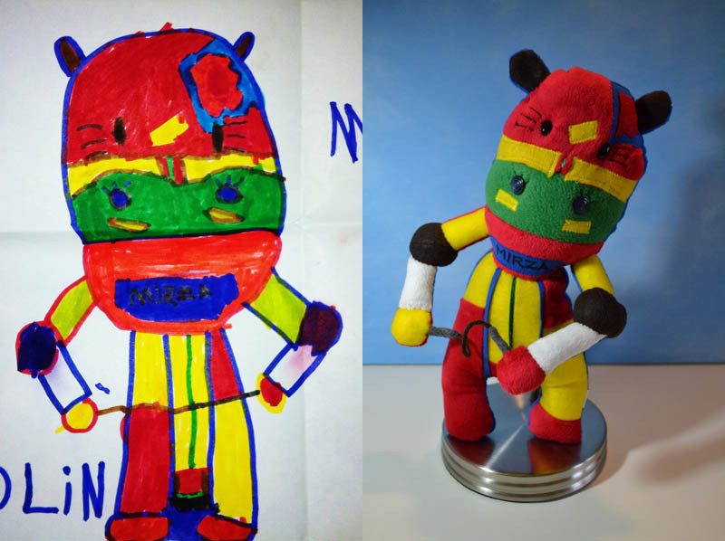 a mom changes her sons drawing into a toy. - meme