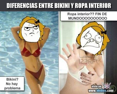 Diferencia bikini y ropa interior - meme