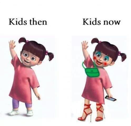 Kids then vs. now - meme