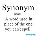 Yep yep. A synonym is also a word to make me seem smarter.