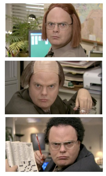 Dwight's disguises for everyone in the office - meme