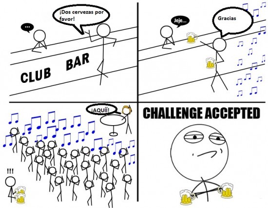 Challenge accepted en el bar - meme