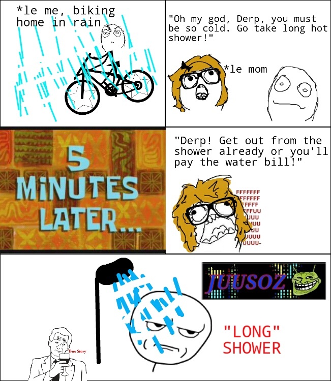 I was today 40 minutes in a shower, because my mom wasn't home : ) - meme