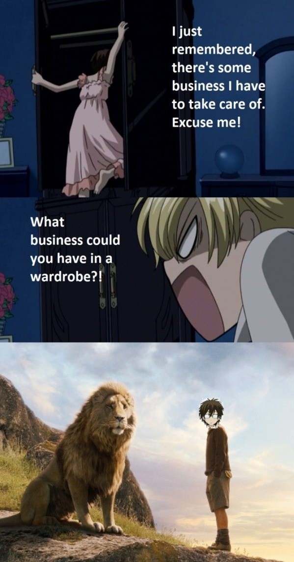 Haruhi wants to go to Narnia - meme