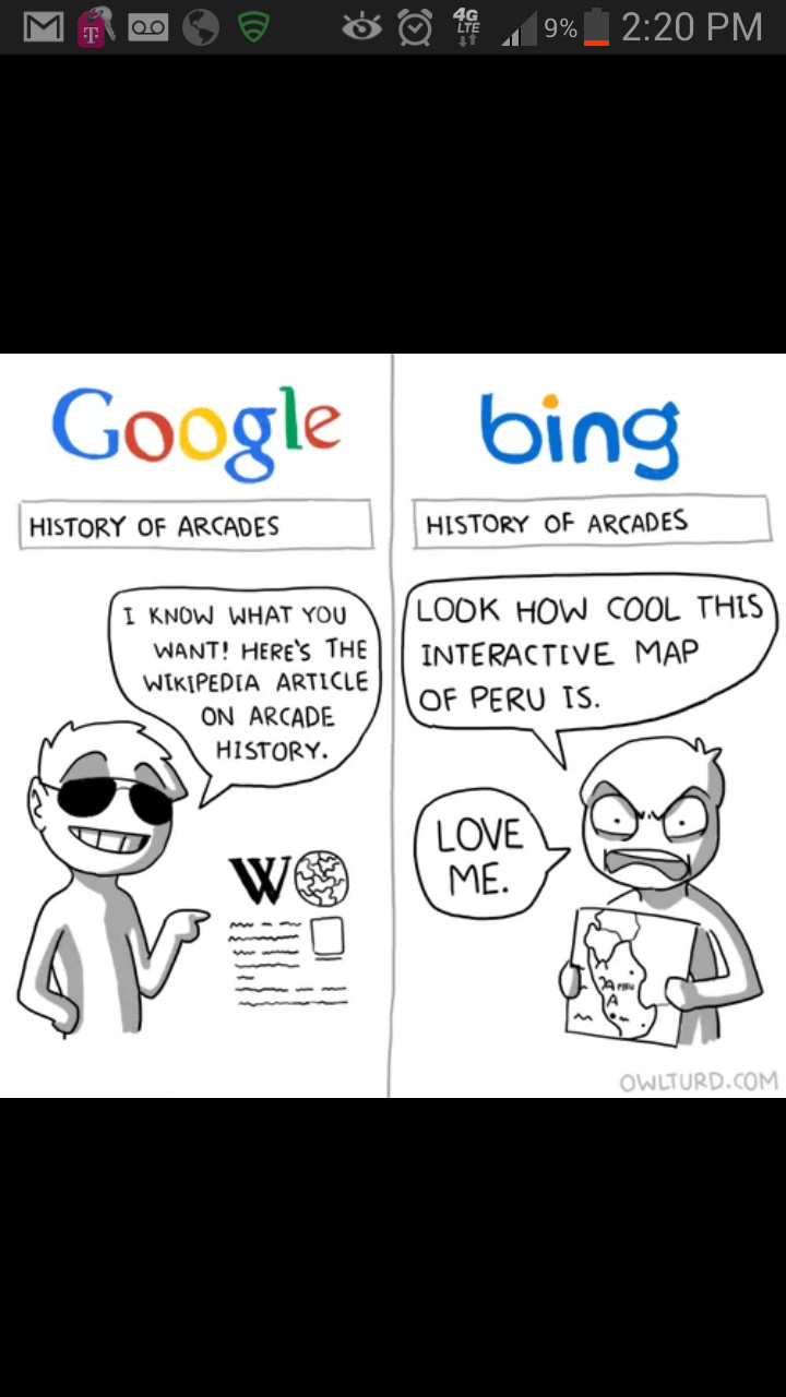 Google VS Bing - meme