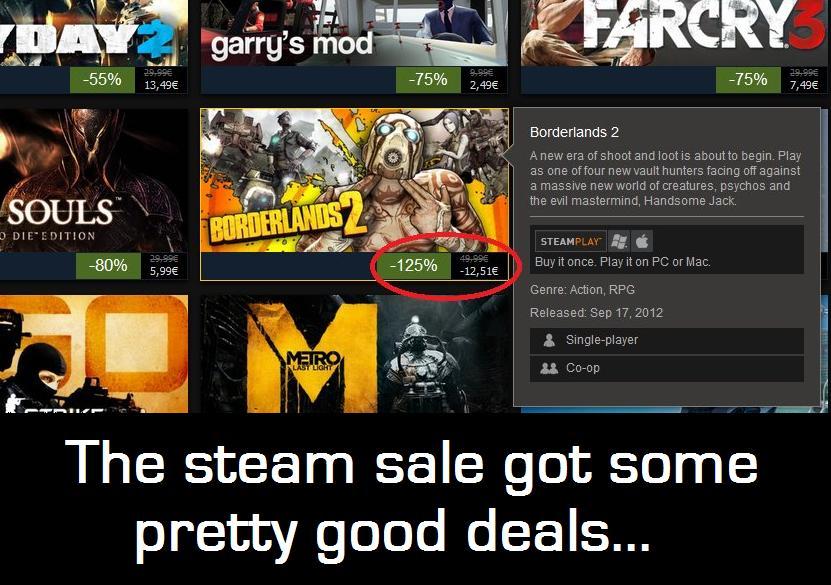 Steam is a little bit too nice with their sales. - meme