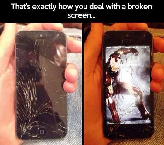 broken screen? no problem - meme