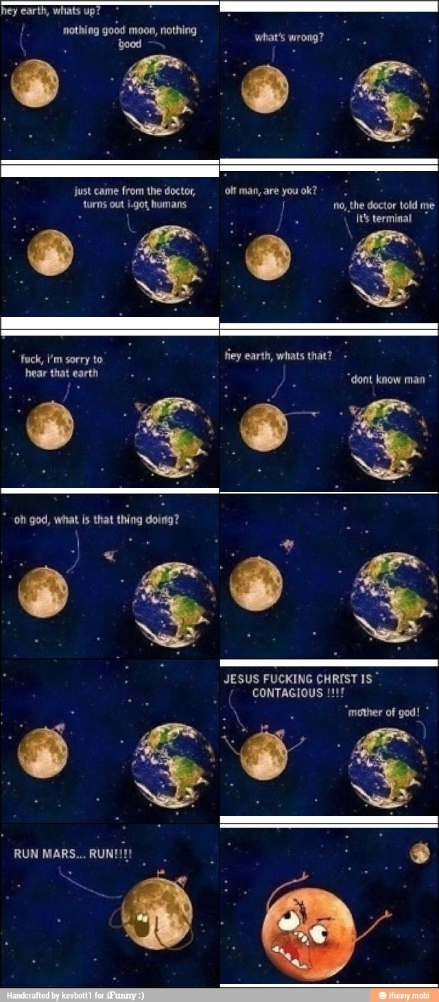 Moon catches Earth cooties - meme