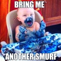 baby likes smurf
