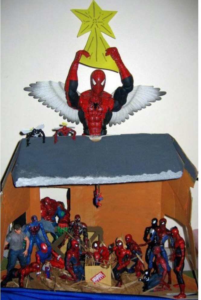 A spiderman nativity - meme