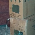 So I made my cat a box house....