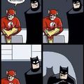 Batman got flashed. If you know what i mean