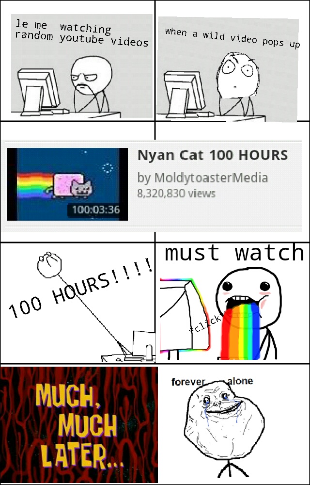 nyan cat 100 hours - meme