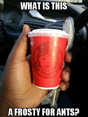 this is a small frosty at Wendy's that i got.... like wtf? - meme