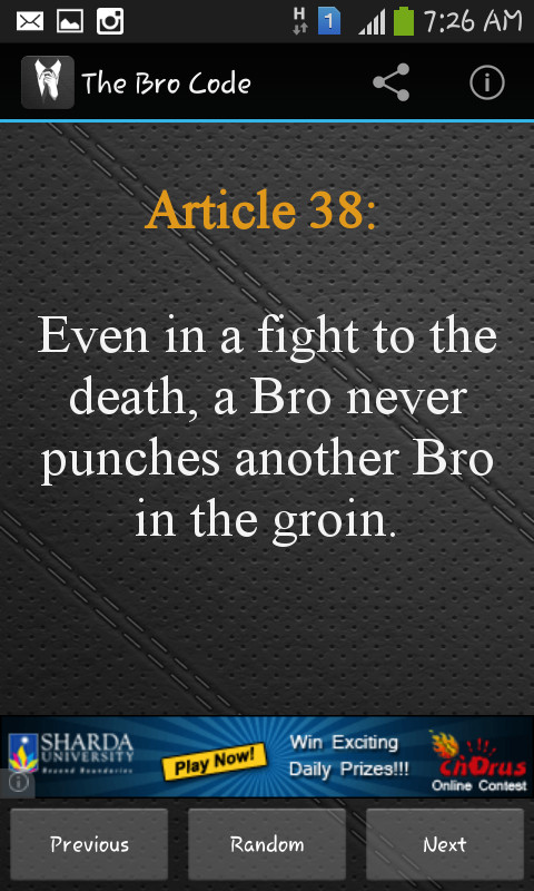 a page from The Bro Code - meme