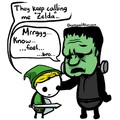 Zelda and Frankenstein commiserate