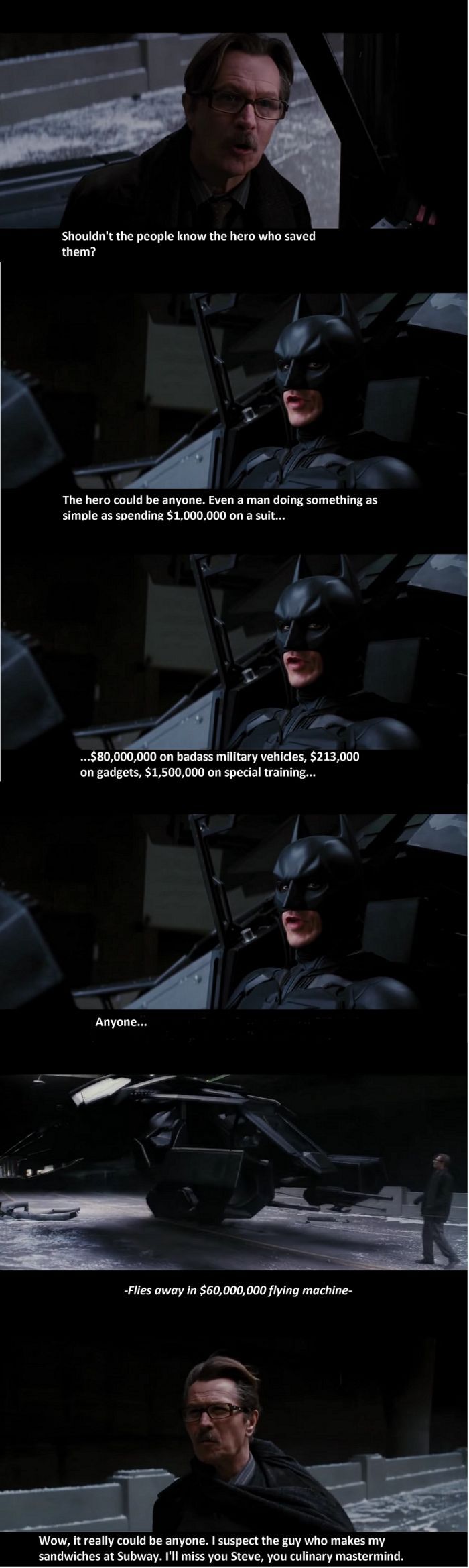 it could also be that billionaire playboy? what was his name, Bruce Wayne? nah cant be him... - meme