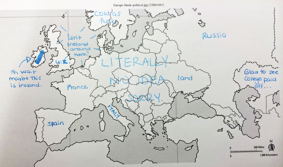 American Trying to Label Europe - meme