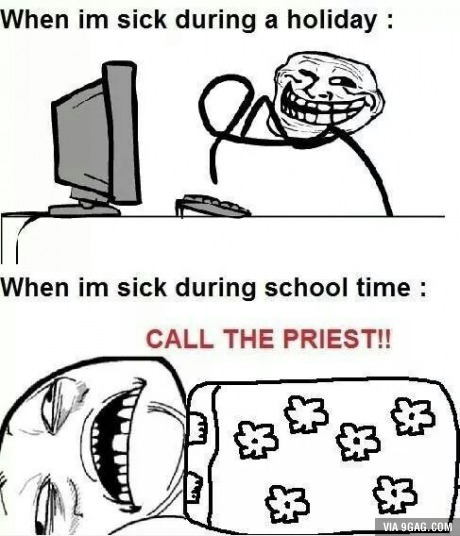 Sick during school - meme