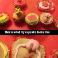 Chicken butt cupcake