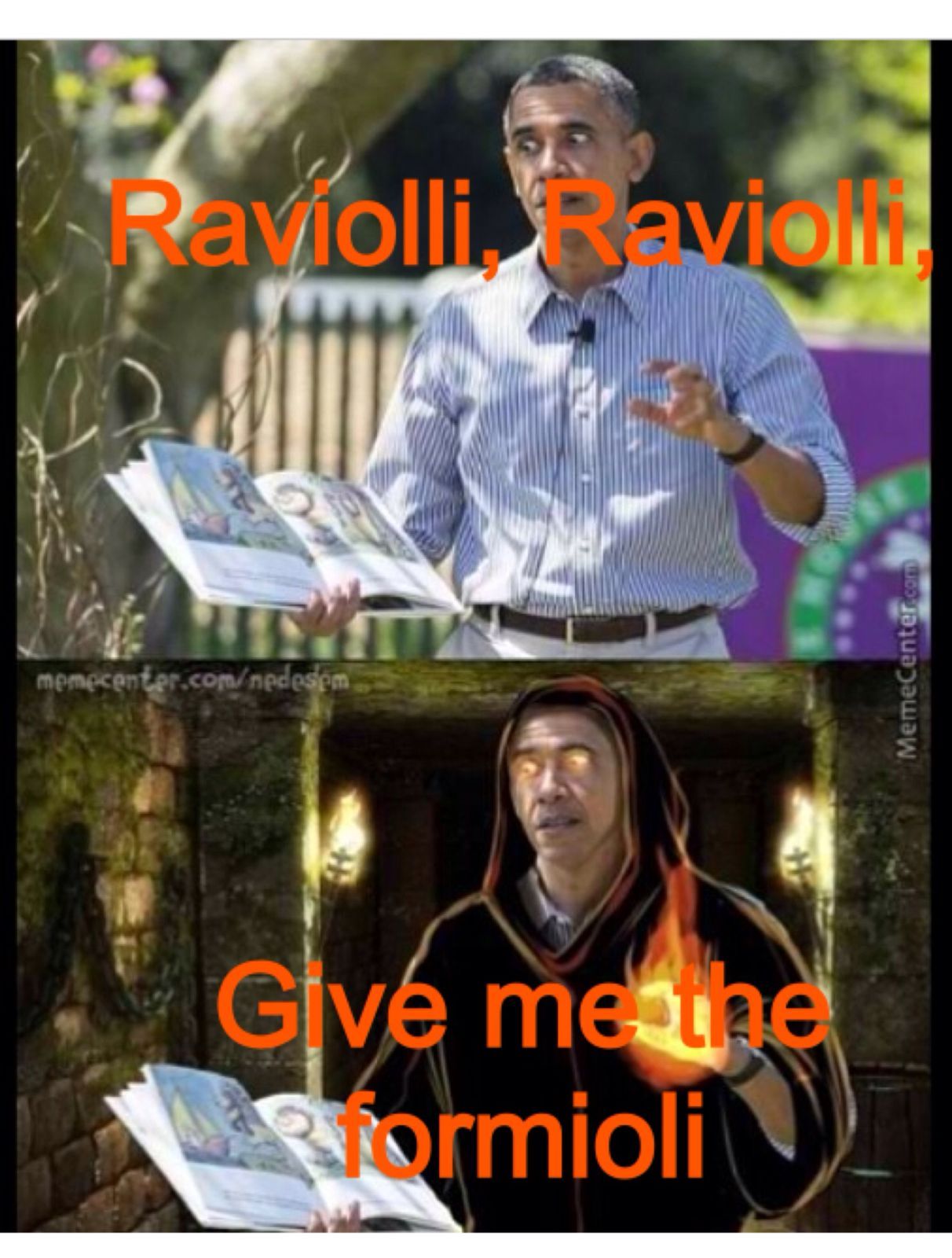 Ravioli Ravioli give me the formioli - meme
