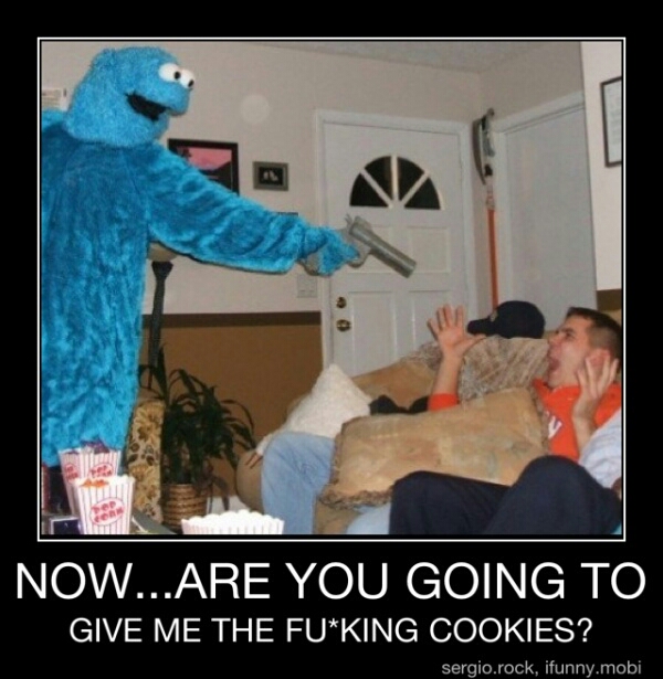 angry cookie monster - meme