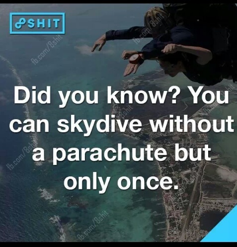 parachute-less skydiving can result in the person attempting the stunt to look reminiscent to a large pot of gumbo on the point of impact - meme