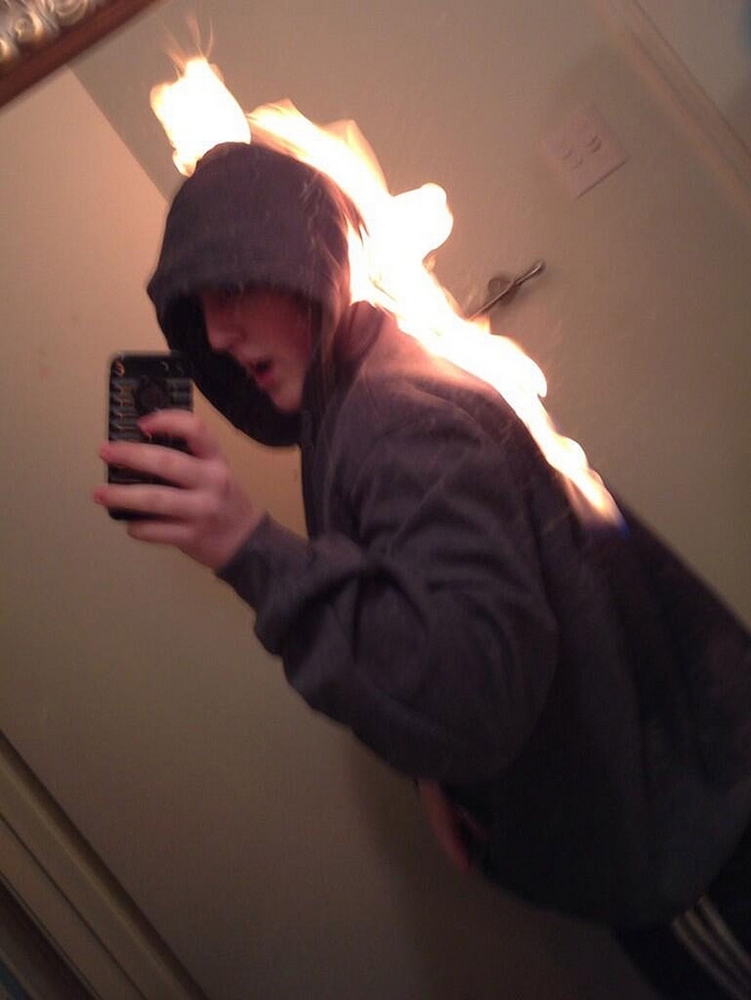 Let me set myself on fire and then take a selfie ::::::::::GENIUS - meme