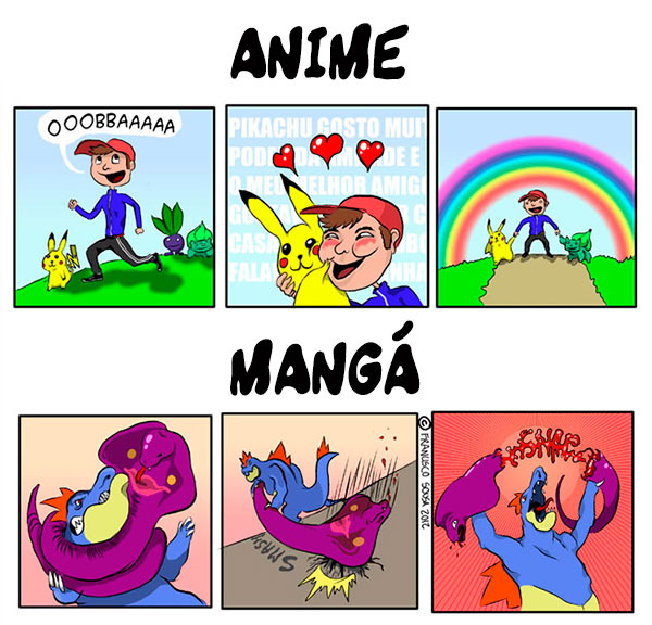 a diferença entre anime e mangá - meme