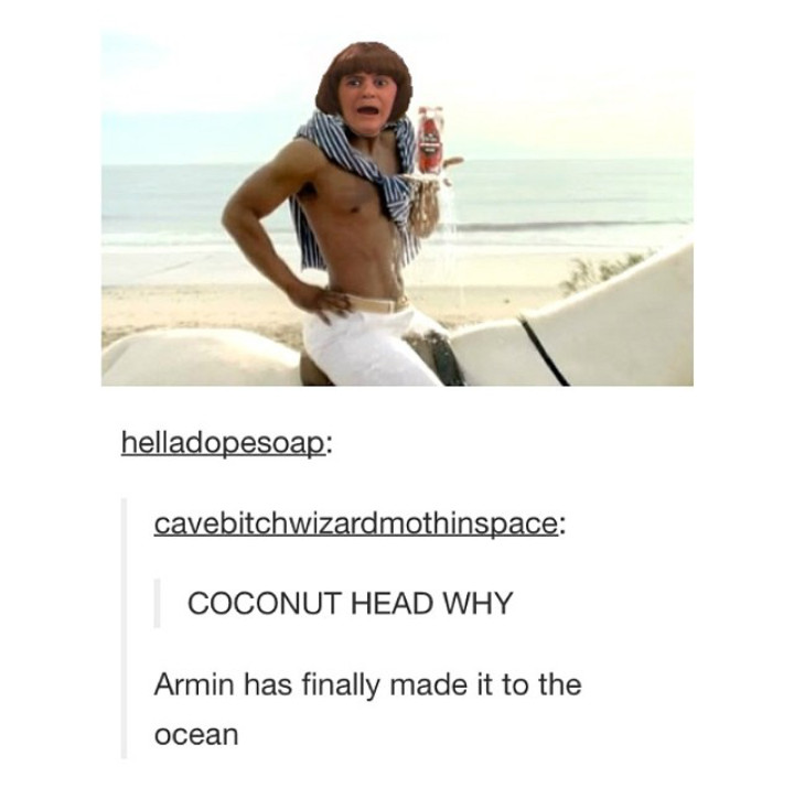 SNK armin vs coconut head - meme