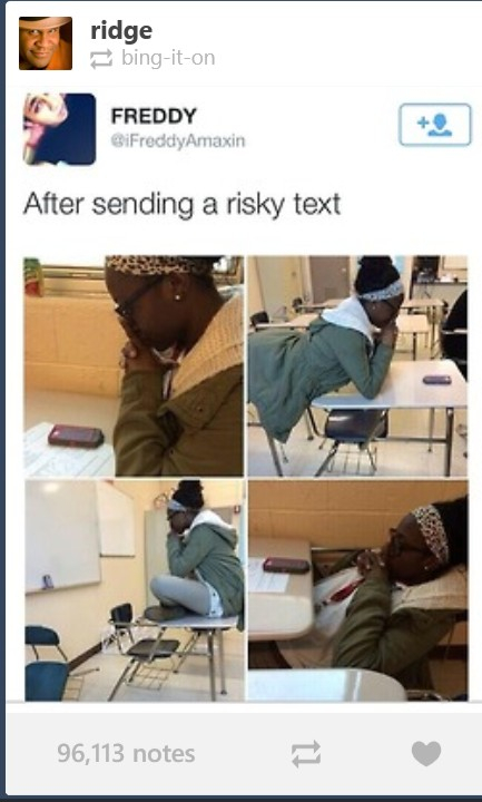 After sending a risky text - meme