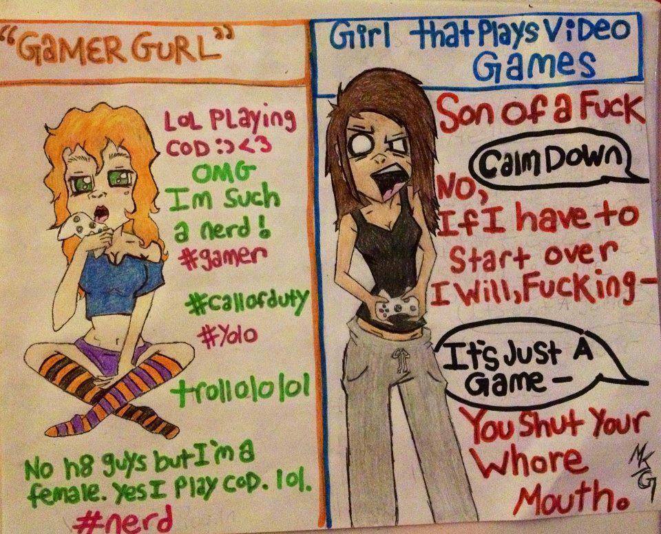 Gamer girl vs girl who plays video games. - meme