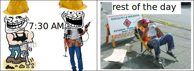 stupid construction workers - meme