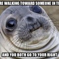 Awkward Hallway Moment Seal