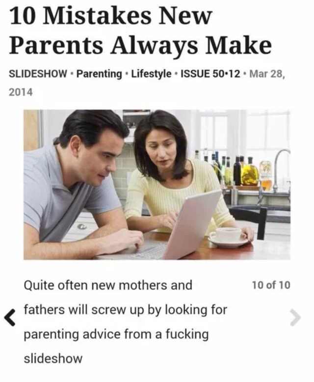 10 mistakes parents make - meme