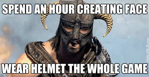 Helmets in Skyrim - meme
