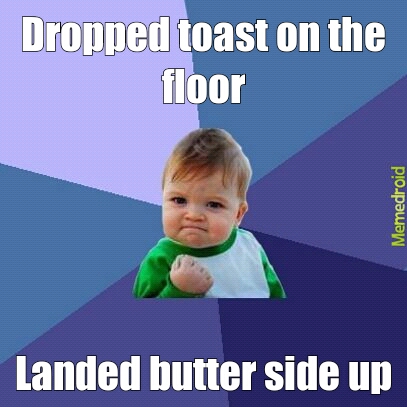success kid dropped his toast - meme