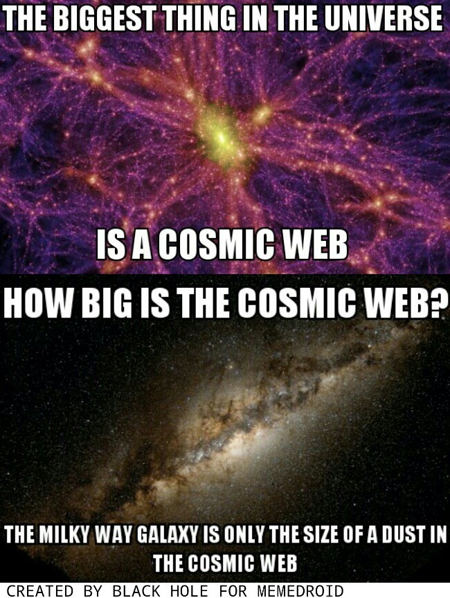 and the observable universe is only the size of a superbowl stadium in the cosmic web - meme