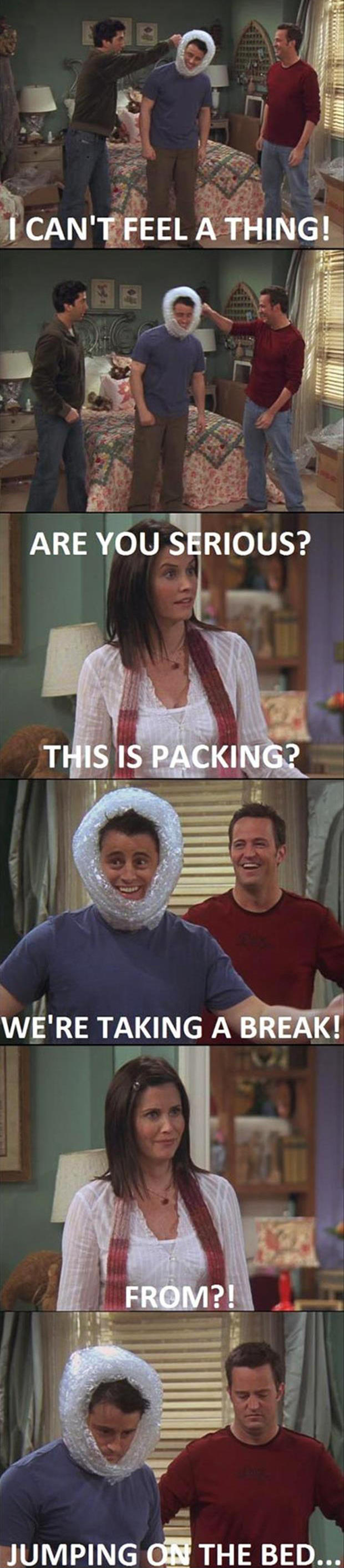 When Chandler & Joey Played With Bubblewrap - meme